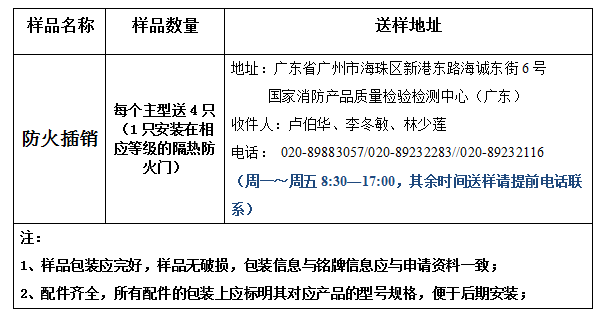 防火插銷型式試驗(yàn)業(yè)務(wù)辦理指南(廣東所)