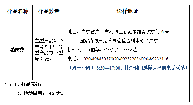 消防斧產(chǎn)品認(rèn)證型式試驗(yàn)業(yè)務(wù)辦理指南(廣東所)