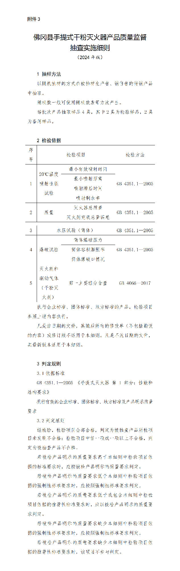 佛岡縣手提式干粉滅火器產(chǎn)品質(zhì)量監(jiān)督抽查實施細(xì)則（2024年版）